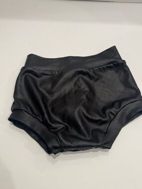 Baby Bummies - Black Faux Leather High-Waist Shorts